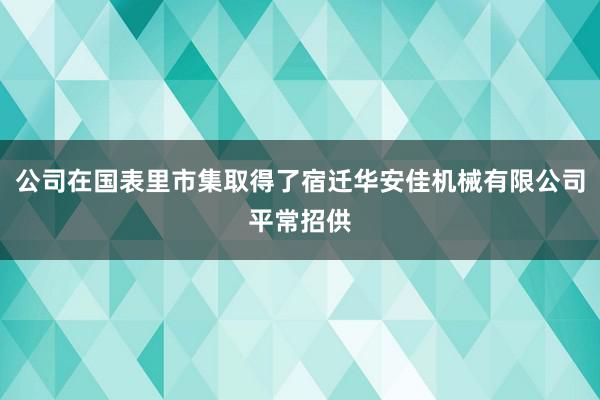公司在国表里市集取得了宿迁华安佳机械有限公司平常招供
